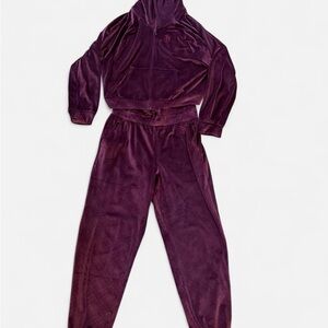 Victoria's Secret Burgundy Velvet Jogger Set